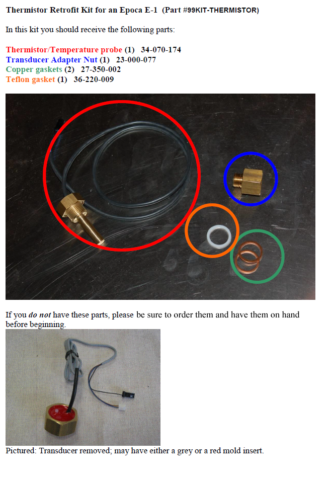 E1-20 Thermistor Temp Probe